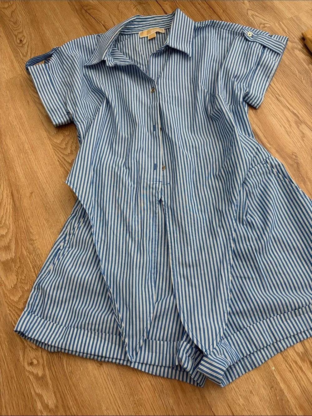 Michael Kors Blue & White Striped Two-Piece Set